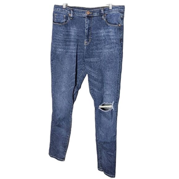 BDG Ripped Knee High Rise Stretch Skinny Blue Jeans size 32 - Picture 1 of 8